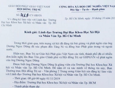  TƯGH gửi công văn làm việc với Trường Đại học nơi ông Dương Ngọc Dũng công tác