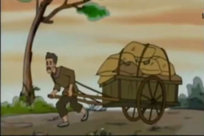 Ông lão kéo xe và ăn mày cửa Phật