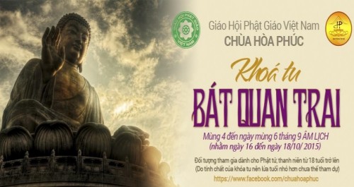 Thư mời tham dự khóa tu Bát Quan Trai tại chùa Hòa Phúc