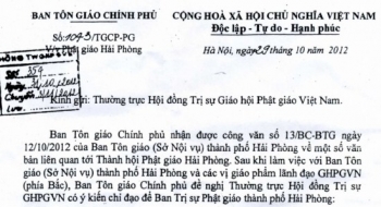 Ban Tôn giáo Chính phủ đề nghị thu hồi quyết định khai trừ Đại đức Thích Giác Nghiên