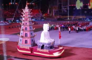 Biểu tượng hình ảnh Đức Phật và chùa Thiên Mụ  tại SEA Games 26