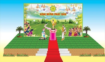Mẫu Lễ đài, sân khấu, băng rôn Phật Đản (độ phân giải cao)