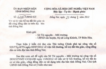Đồng Nai: Đất tôn giáo được bồi thường hỗ trợ 100% khi bị thu hồi