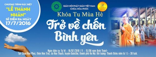 Thông báo: Khóa tu mùa hè 2016 'Trở về chốn bình yên'