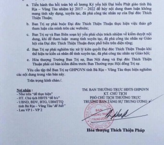 Góp ý về thể thức và kỹ thuật trình bày văn bản cho TƯ GHPGVN