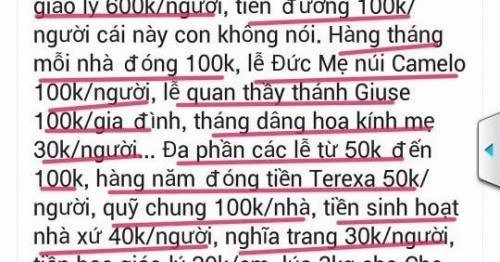 So sánh tiền lễ chùa Phúc Khánh và tiền thu tại các nhà thờ Tổng Giáo phận Sài gòn