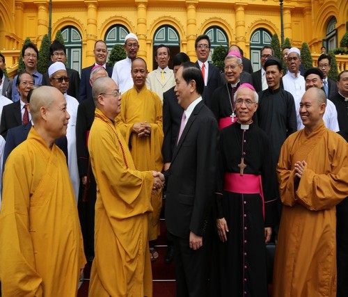 Chủ tịch nước Trần Đại Quang đón tiếp các chức sắc tôn giáo